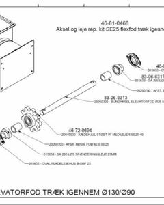 Shaft and bearing rep. kit, flexfoot SE25 D135-D90 f/pit M&M